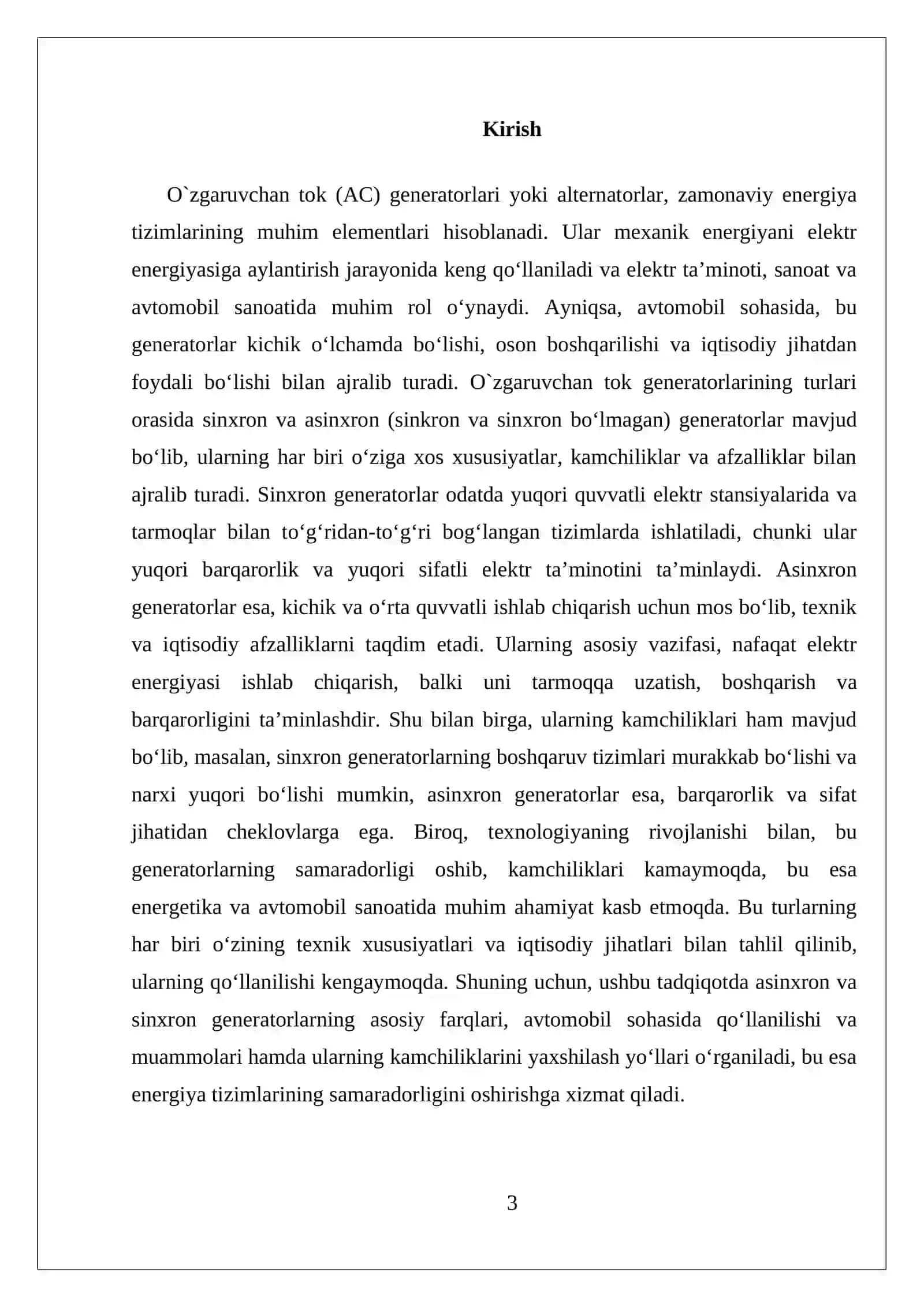 O`ZGARUVCHAN TOK GENERATORINING TURLARI, VAZIFASI VA KAMCHILIK VA AFZALLIKLARI 3