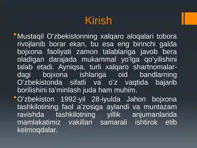 O'zbekiston va xalqaro tashkiilotlarning bojxonasohasidagi hamkorlik 3