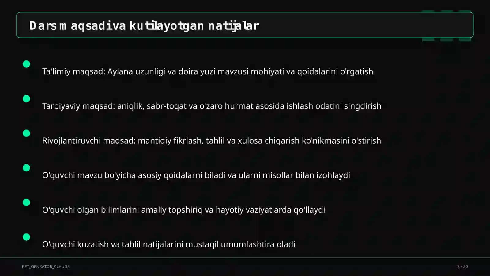 Aylana uzunligi va doira yuzi (9-sinf) 3