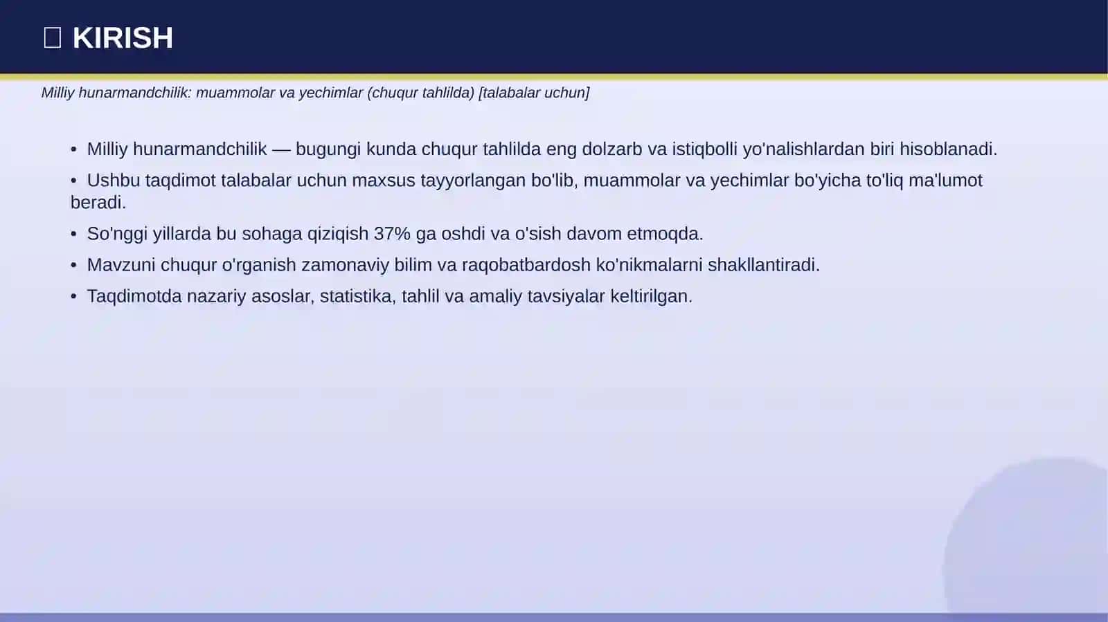 Milliy hunarmandchilik: muammolar va yechimlar (chuqur tahlilda) [talabalar uchun] 3