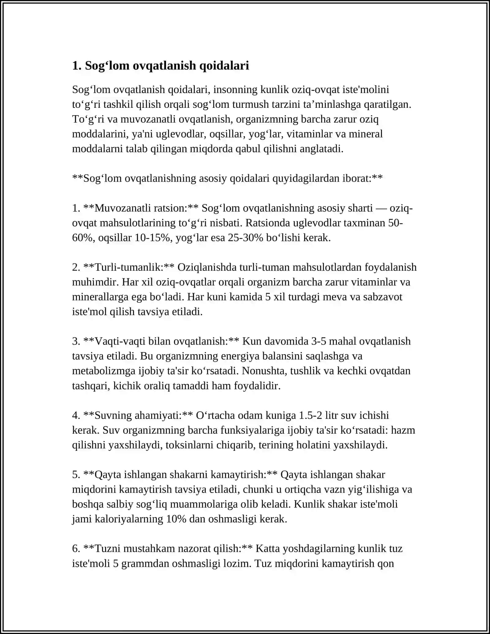 SOG'LOM OVQATLANISHNING QOIDALARI 3