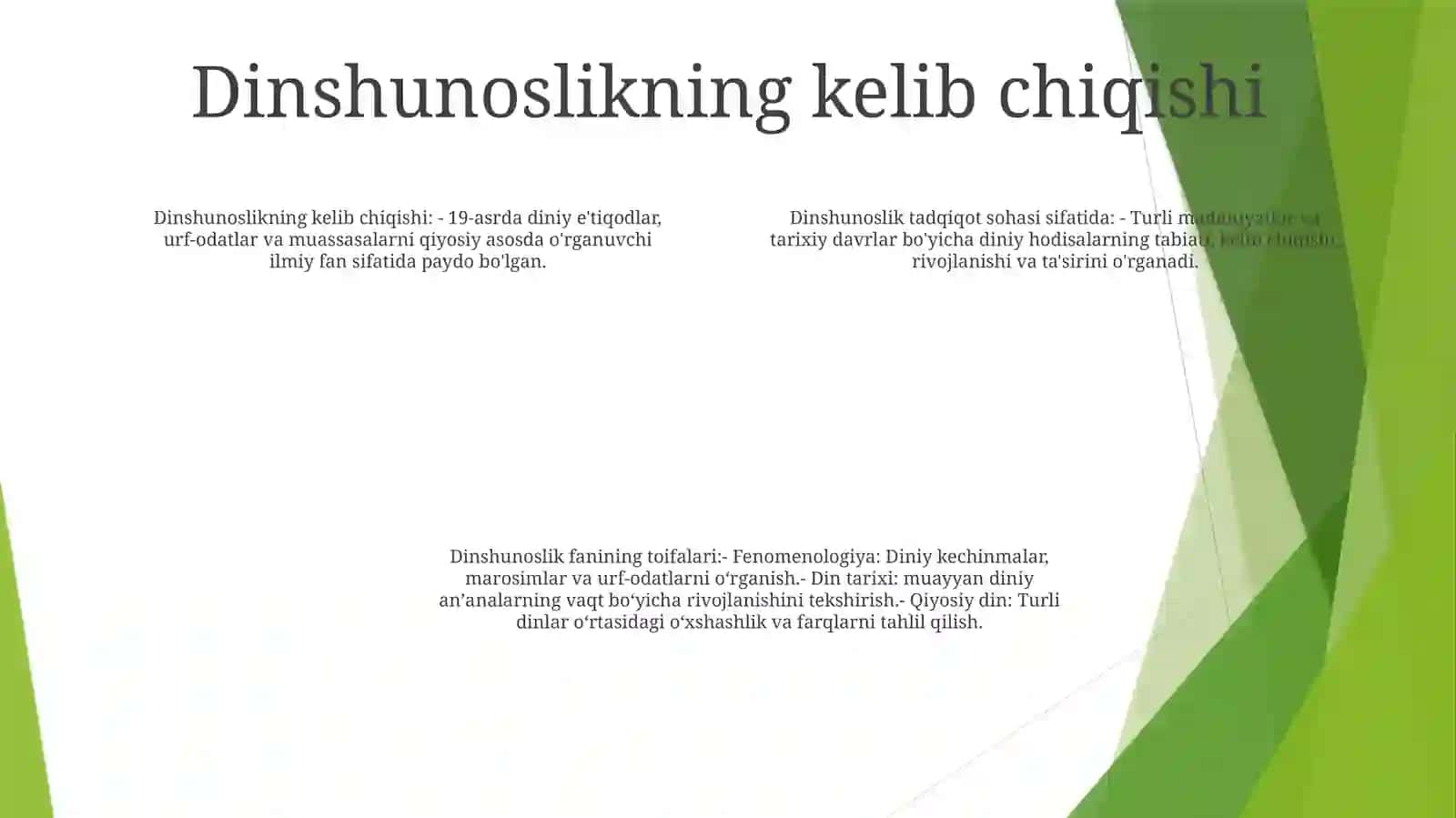 Dinshunoslikning Fan Sifatida Shakllanishi, Predmeti, Funksiyalari, Kategoriyalari 3
