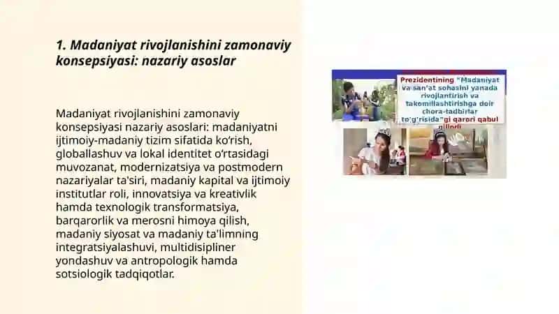 Madaniyat rivojlanishini zamonaviy konsepsiyasi 3