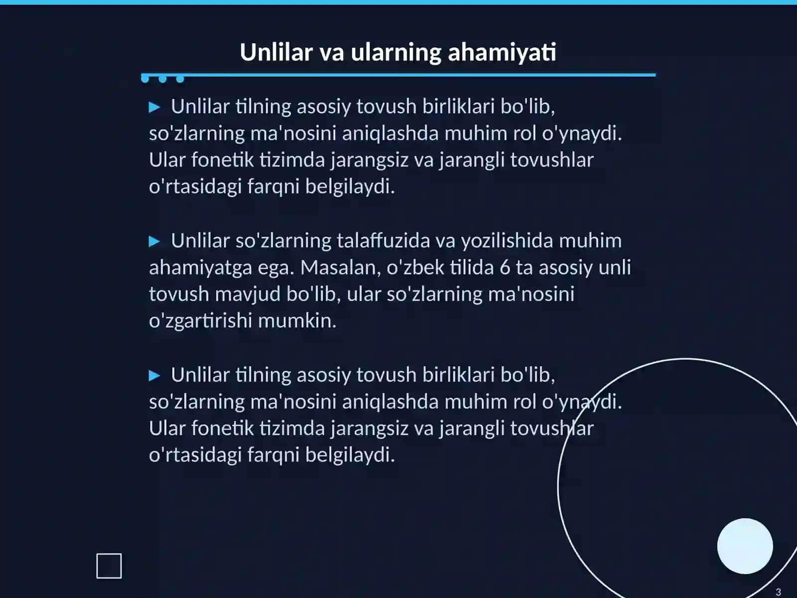 Unlilar tasnifi va tavsifi 3