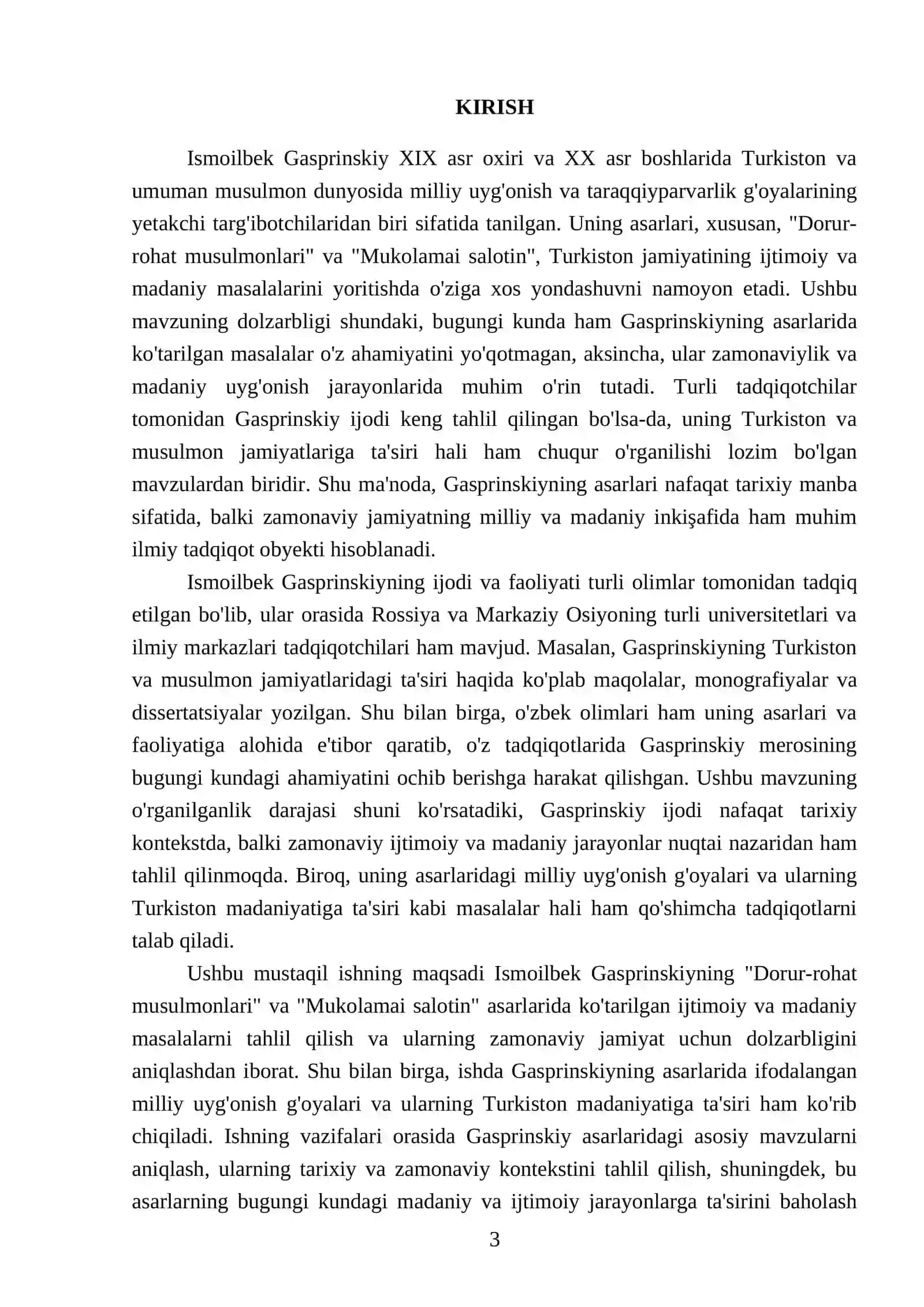 Ismoilbek Gasprinskiyning Turkistonga oid asarlari. "Dorur-rohat musulmonlari", "Mukolamai salotin" asarlari tahlili 3