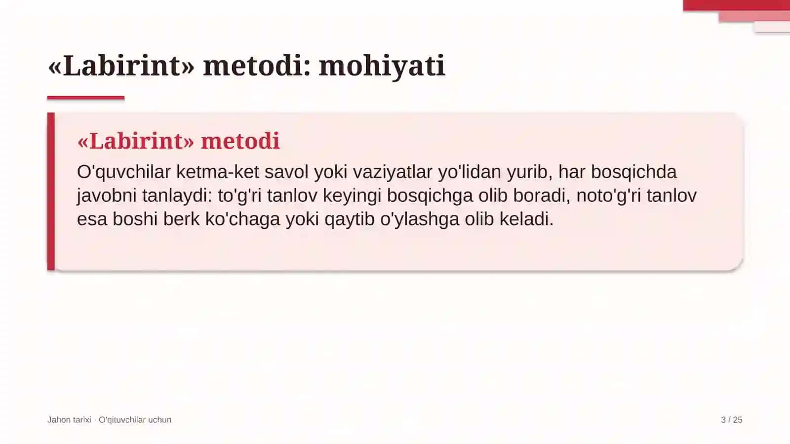 jahon tarixi darslarida labirint metodidan foydalanish 8918 3