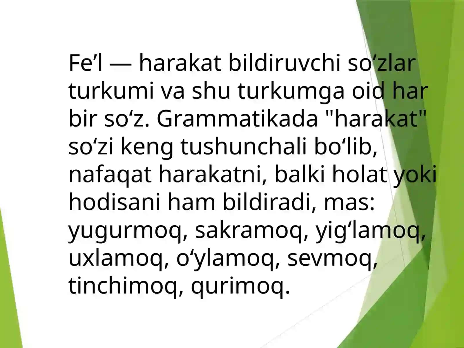 Fe'l so'z turkumi: Fe'lning vazifadosh va modal shakllari 3