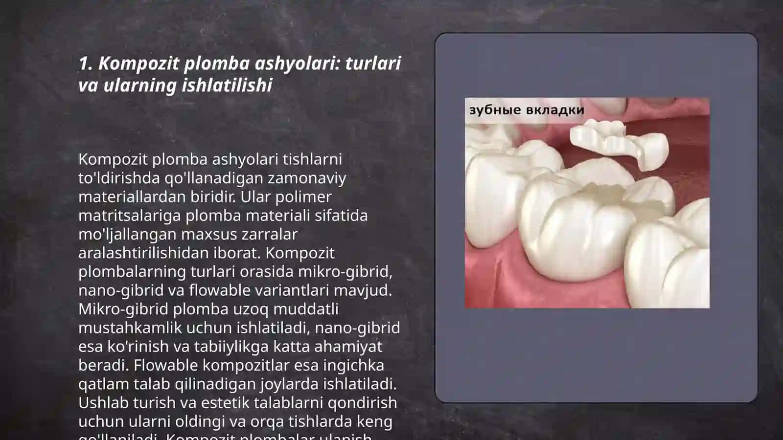 Tishlar restavratsiyasida kompozit plomba ashyolarini klinik qoʻllash tamoyillari 3