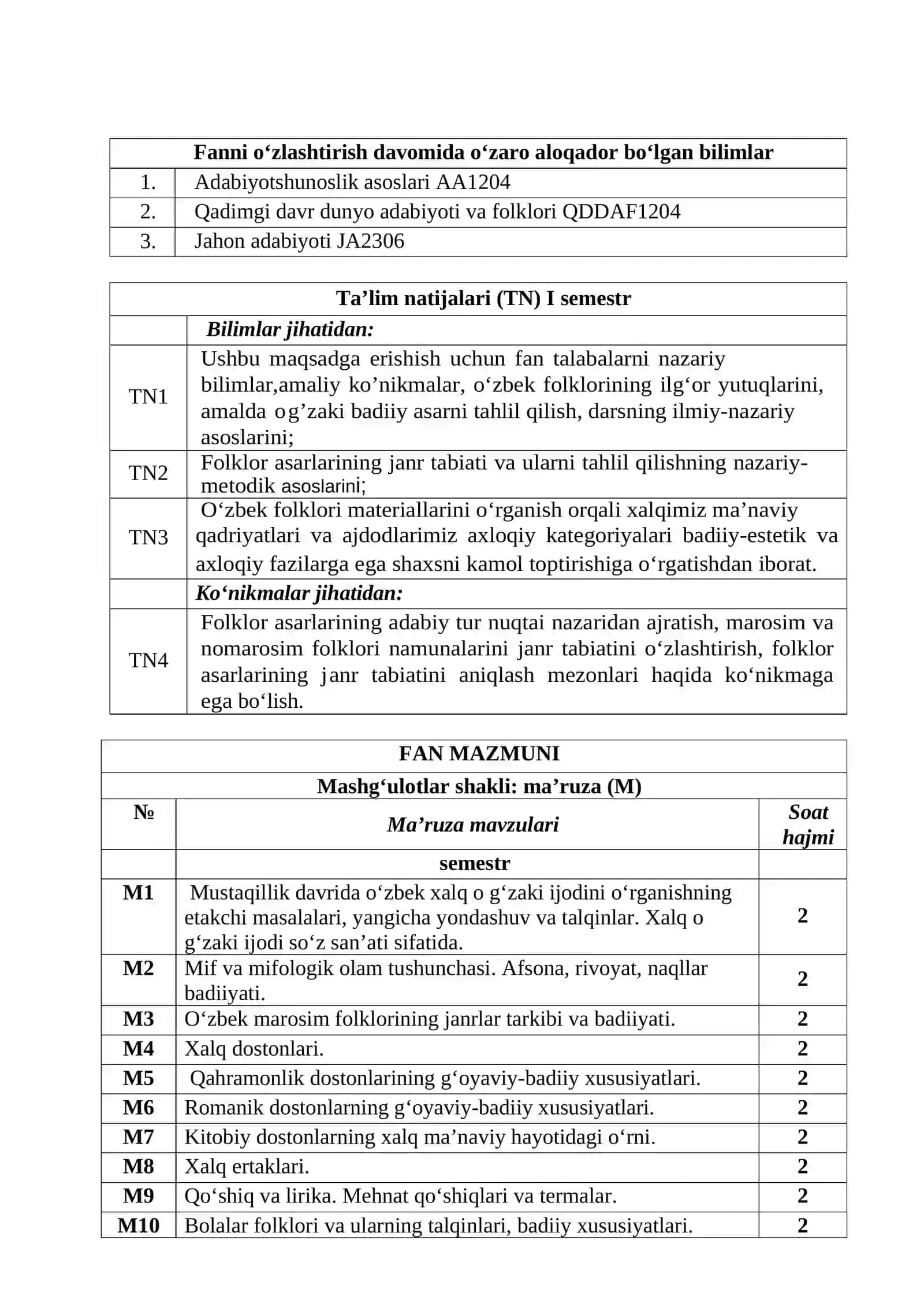 O'zbek folklori UMK 3