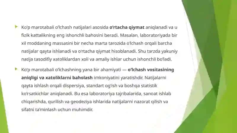 O‘lchash natijalarini qayta ishlash 3