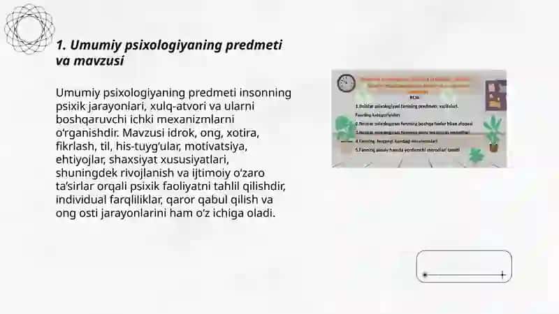 Umumiy psixologiya fanining predmeti vazifalari metodlari 3