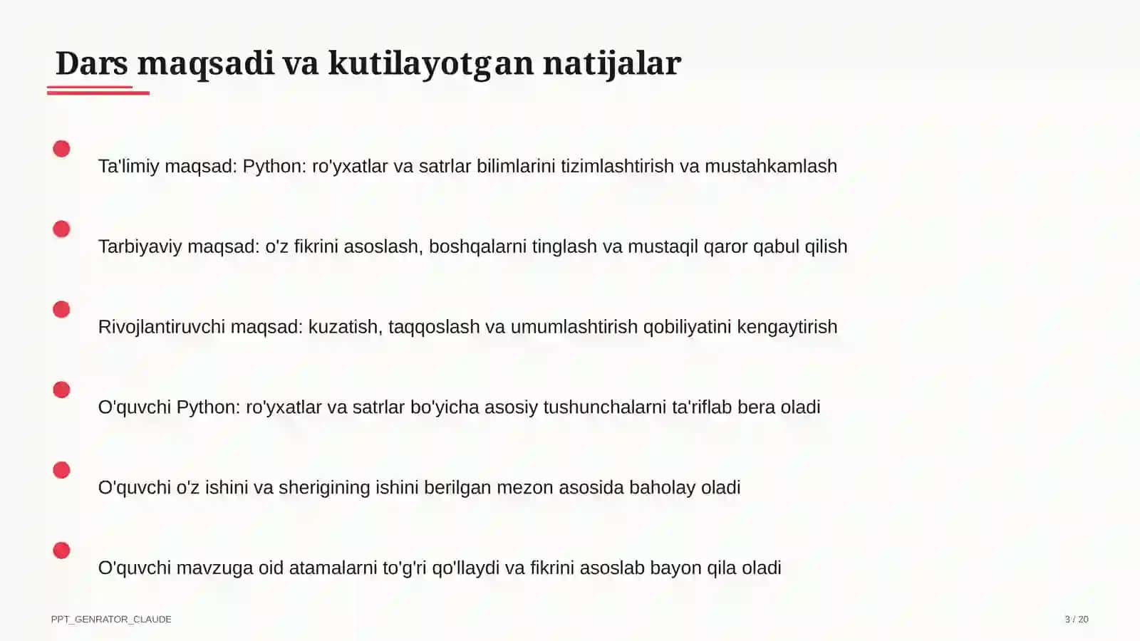 Python: ro'yxatlar va satrlar (9-sinf) 3