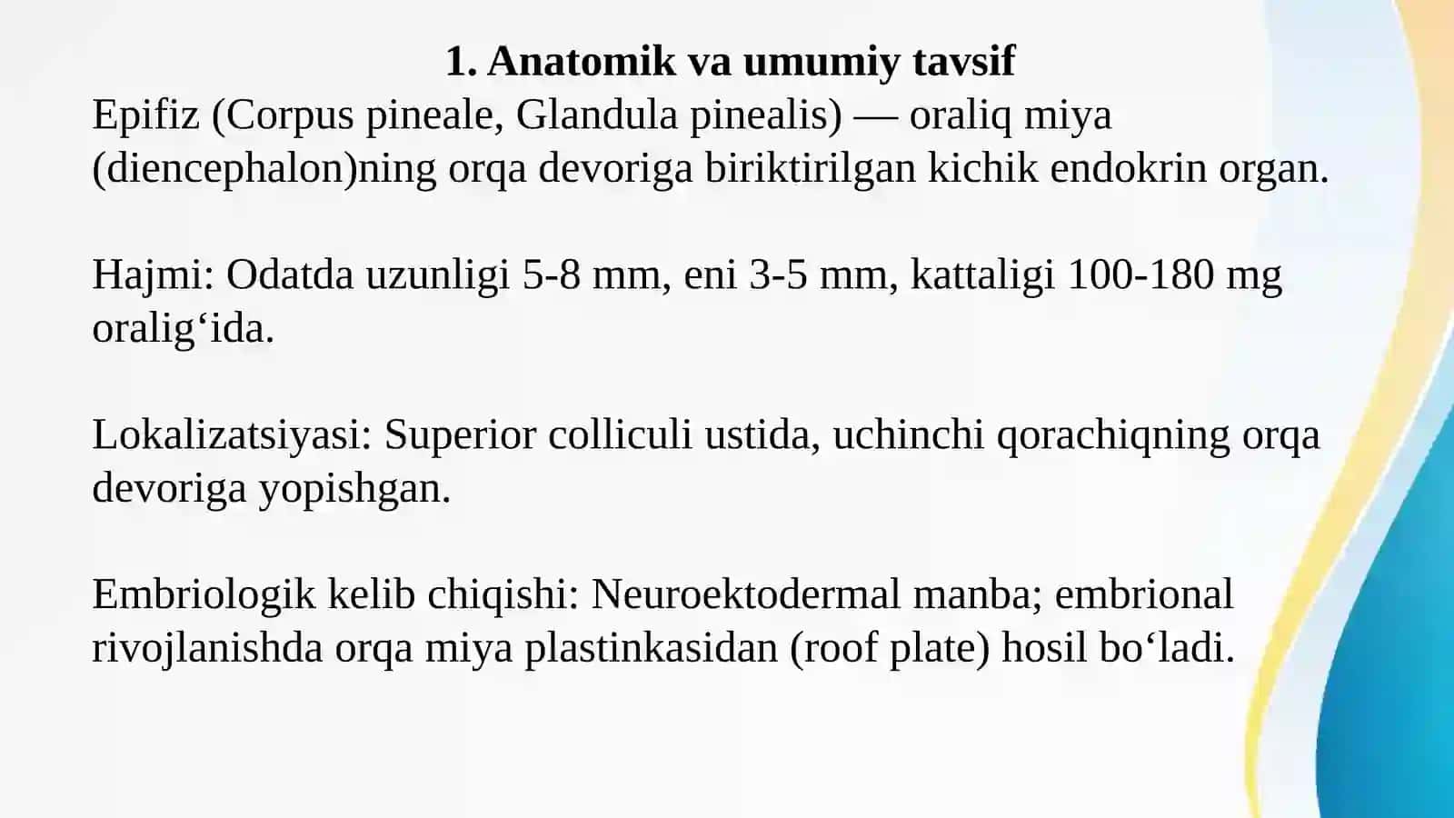 Epifizning ulturastrukturaviy tashkil etilishi va funksiyalari. 3