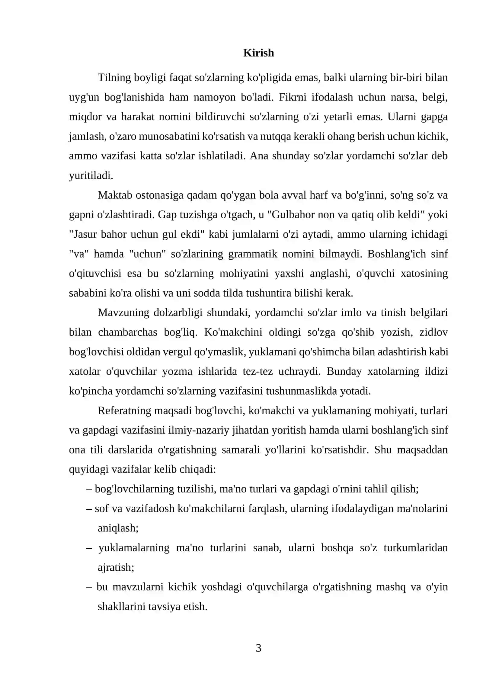 Yordamchi so'z turkumlari (bog'lovchi, ko'makchi, yuklamalar) 3