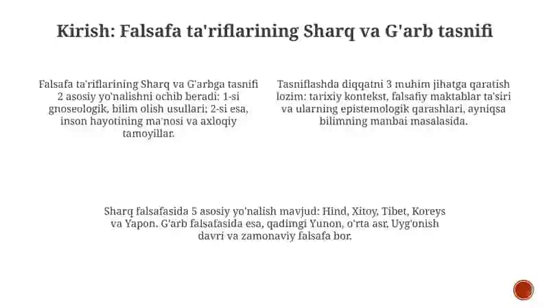 Falsafaning mohiyatiga oid Sharq va Garb mutafakkirlari tariflarini tasniflash 3