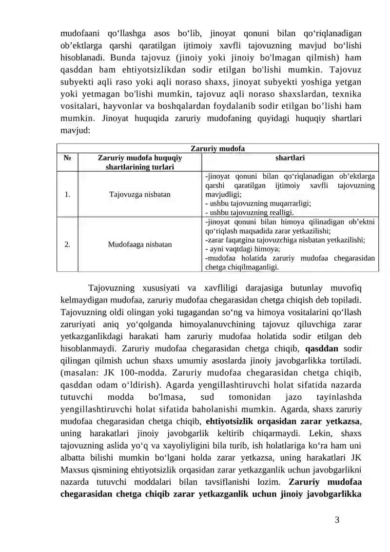 Qilmishning jinoiyligini istisno qiluvchi holatlar tushunchasi va turlari 3