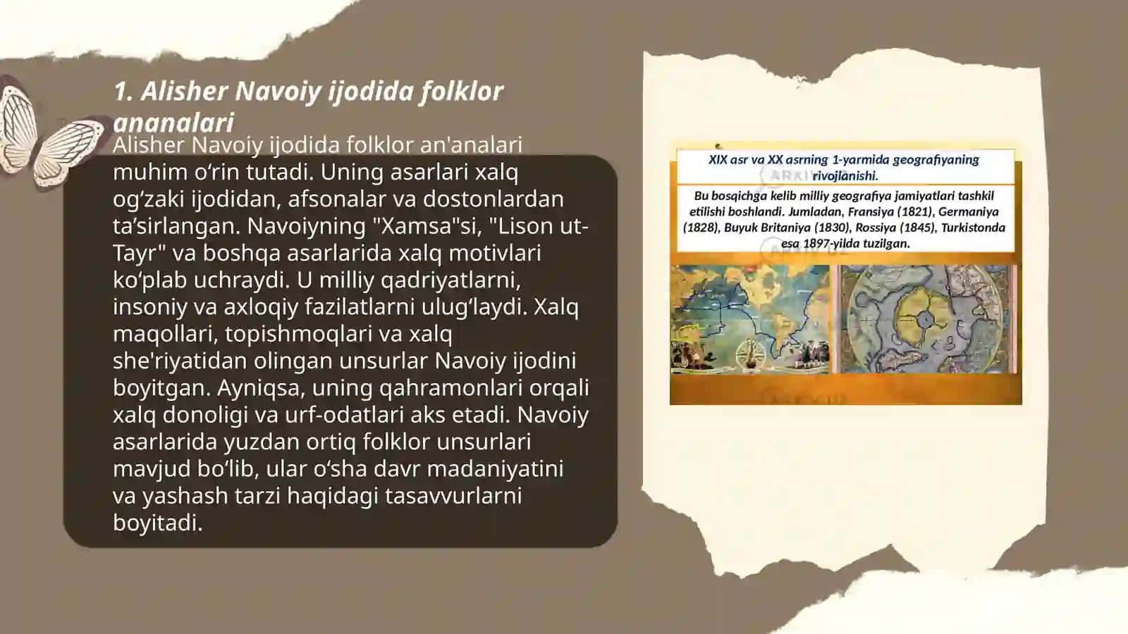 Kuntuğmush dostonida psixologik holatning ifoda etilishi Alisher Navoiy ijodida folkor ananalari Özbek folkorshunosligining tadrijiy taraqqiyoti Tóra Mirzaev va mamatqul jórayevlarning ózbek folkorshunosligiga qóshgan hissasi 3
