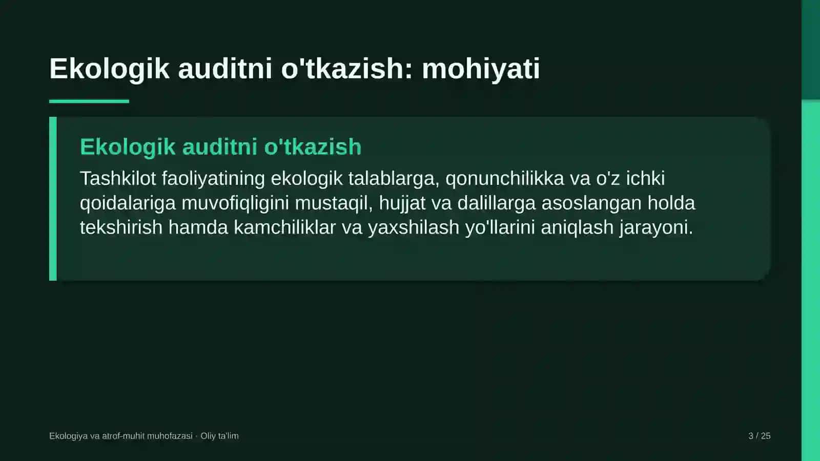 tamaki sanoatida ekologik auditni o'tkazish 5242 3