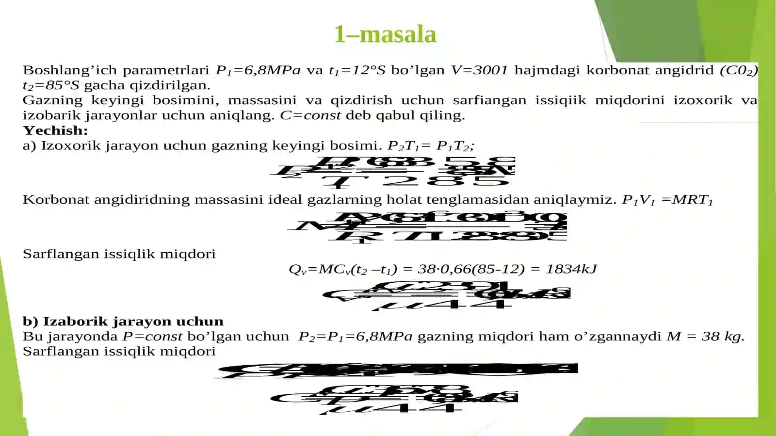 Termodinamikani I – qonuni termodinamik jarayonlarga tatbiqi 3