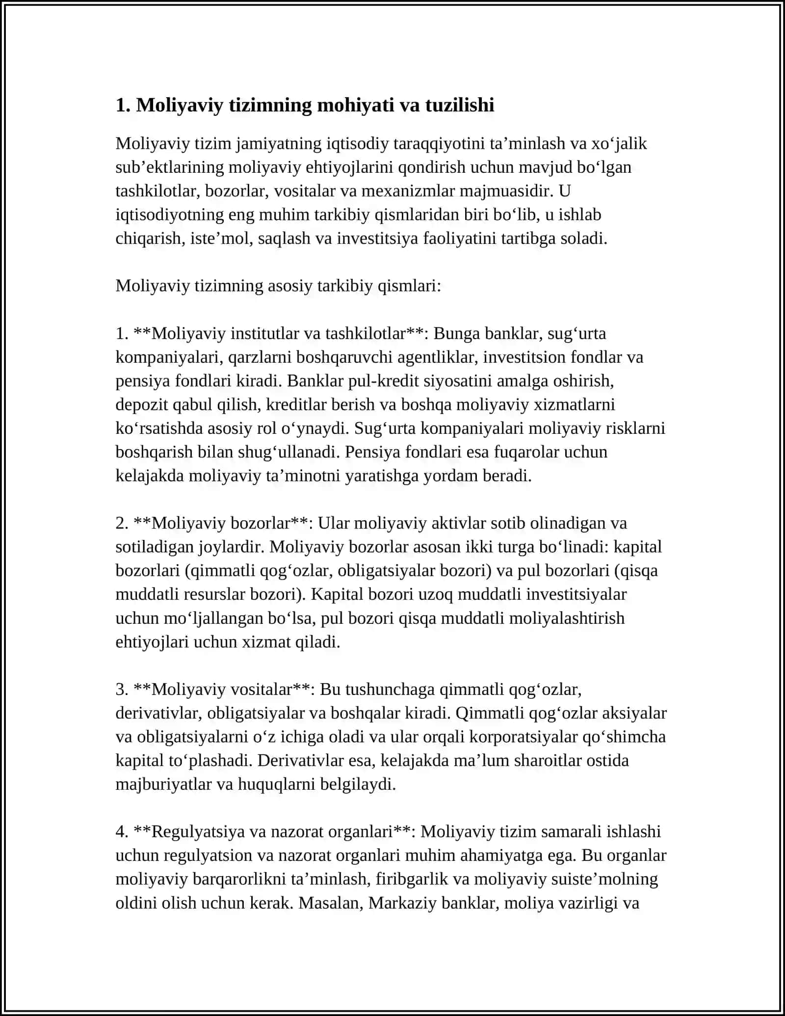 MOLIYA TIZIMI VA PUL-KREDIT SIYOSATI PUL MUOMALASI KREDIT TIZIMI VA BANKLAR IQTISODIYOTINI TARTIBGA SOLISHDA DAVLATNING ROLI 3