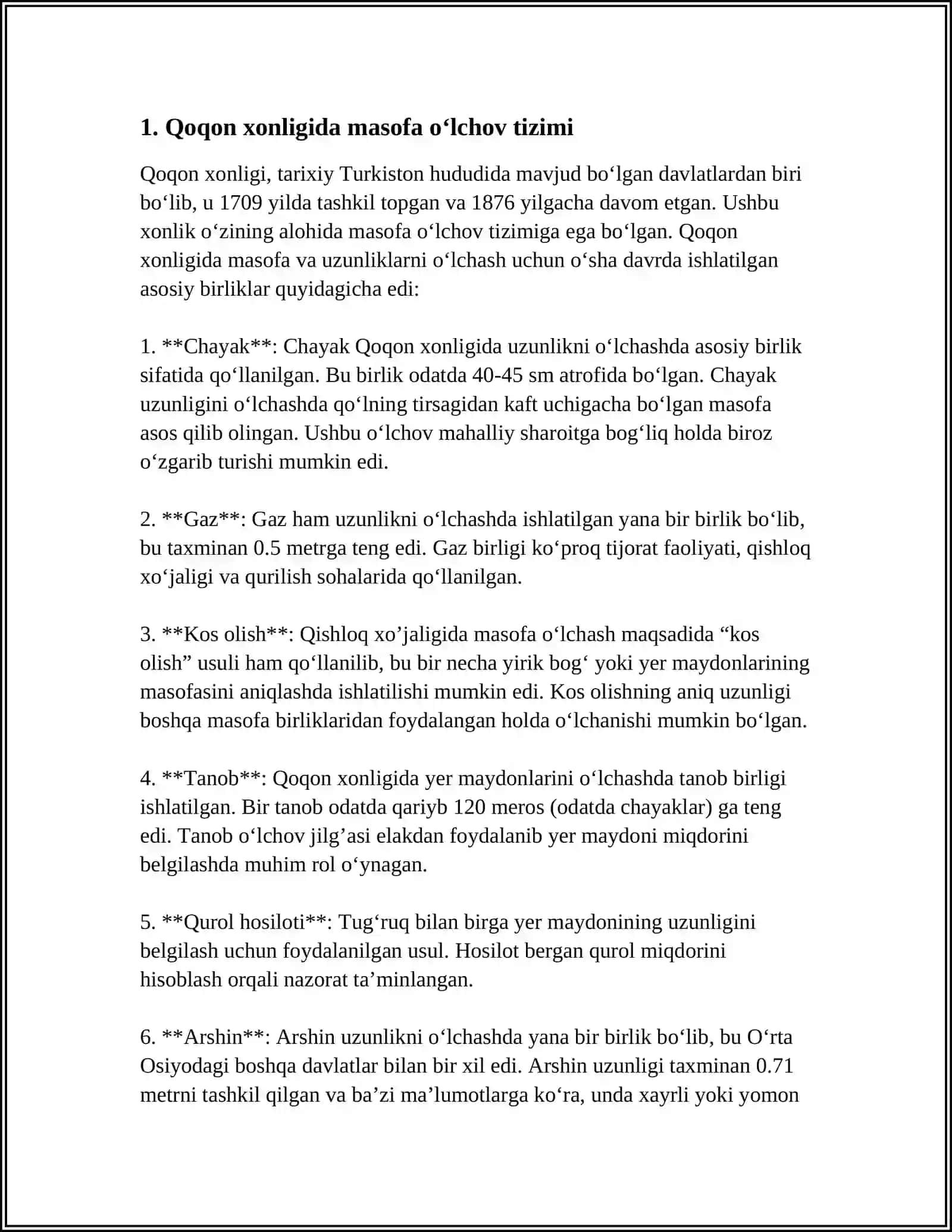 QOʻQON XONLIGIDA UZUNLIK OʻLCHOV BIRLIKLARI 3