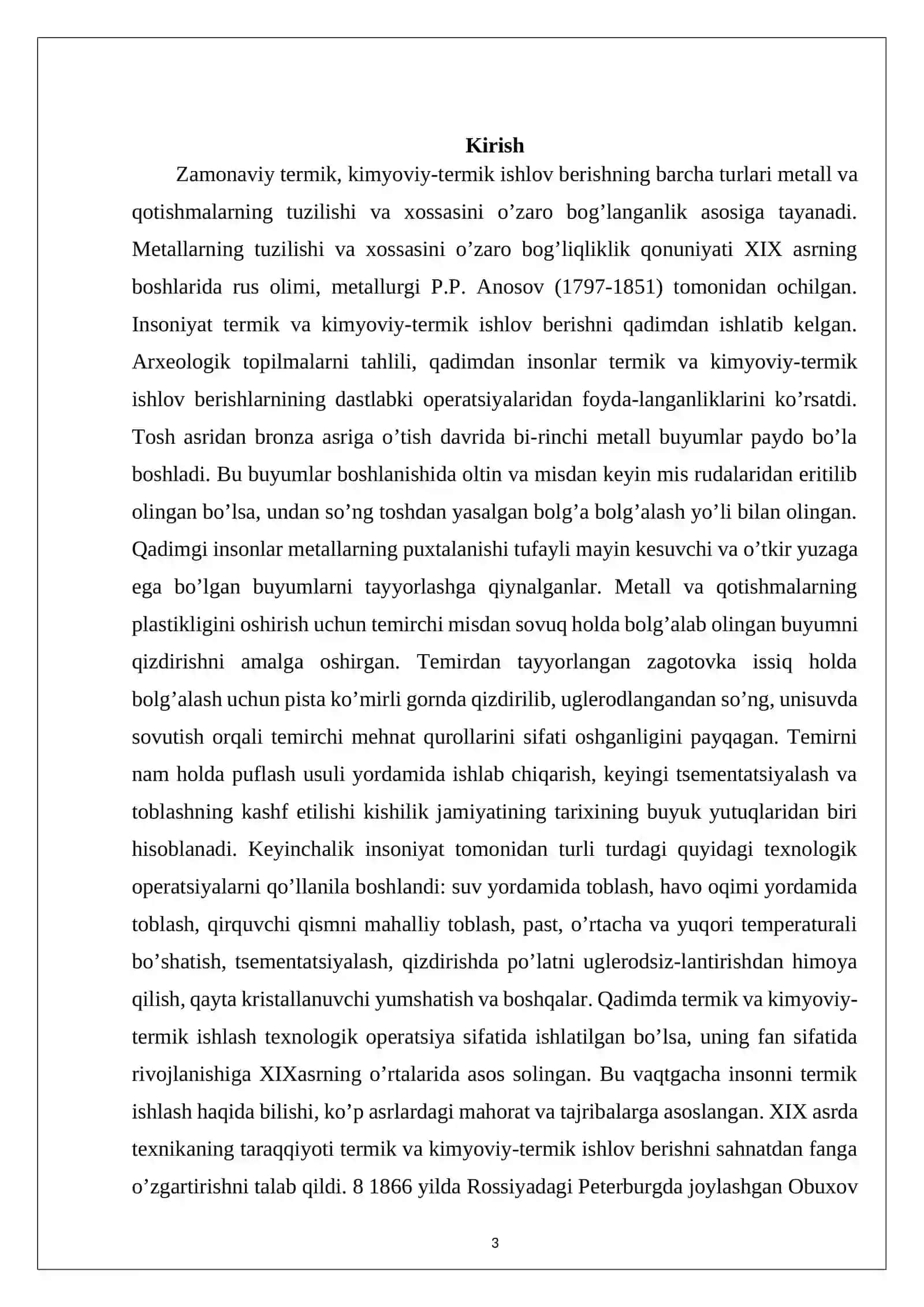 Tirsakli val uchun material tanlang va uni termik ishlov berish texnologiyasini ishlab chiqing 3