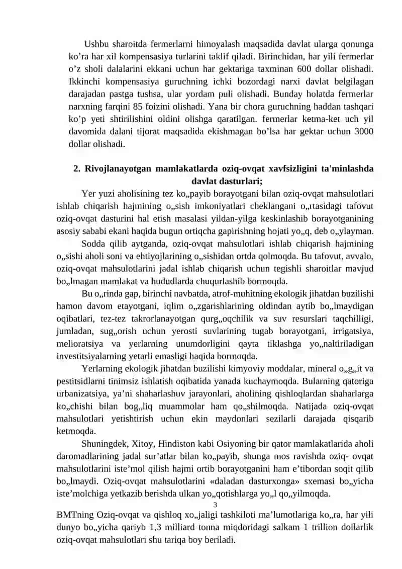 Rivojlanayotgan mamlakatlarda agrar siyosat va oziq ovqat xavfsizligi 3