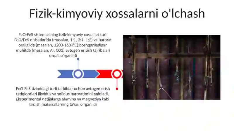 FeO-FeS sistemasining avtogen eritish va fizik -kimyoviy xossalari 3