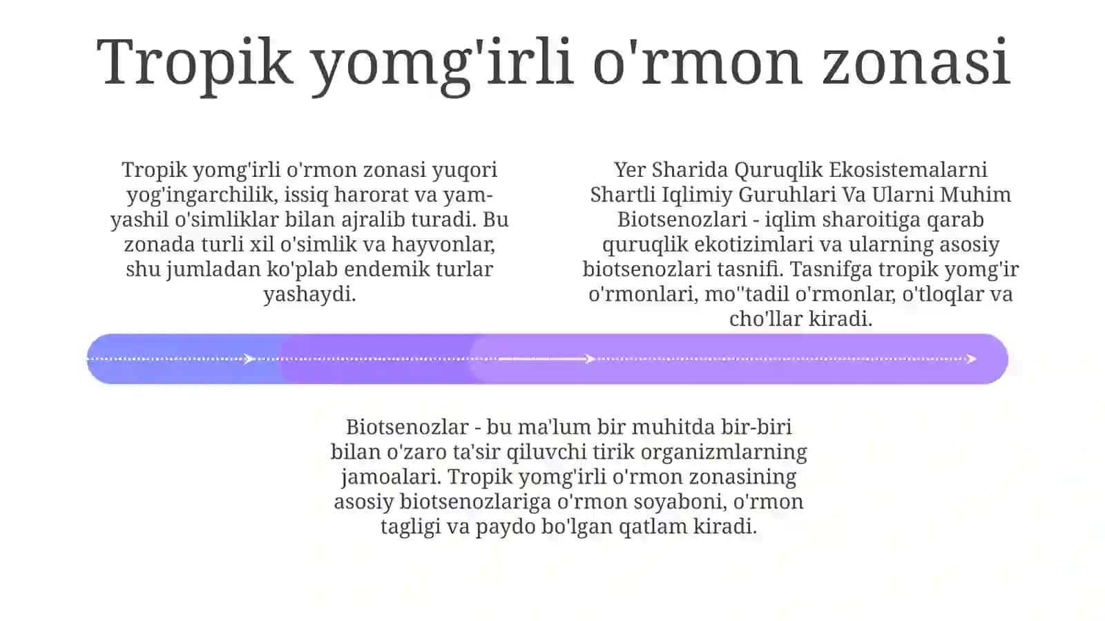 Yer Sharida Quruqlik Ekosistemalarni Shartli Iqlimiy Guruhlari Va UlarniMuhimBiotsenozlari 3