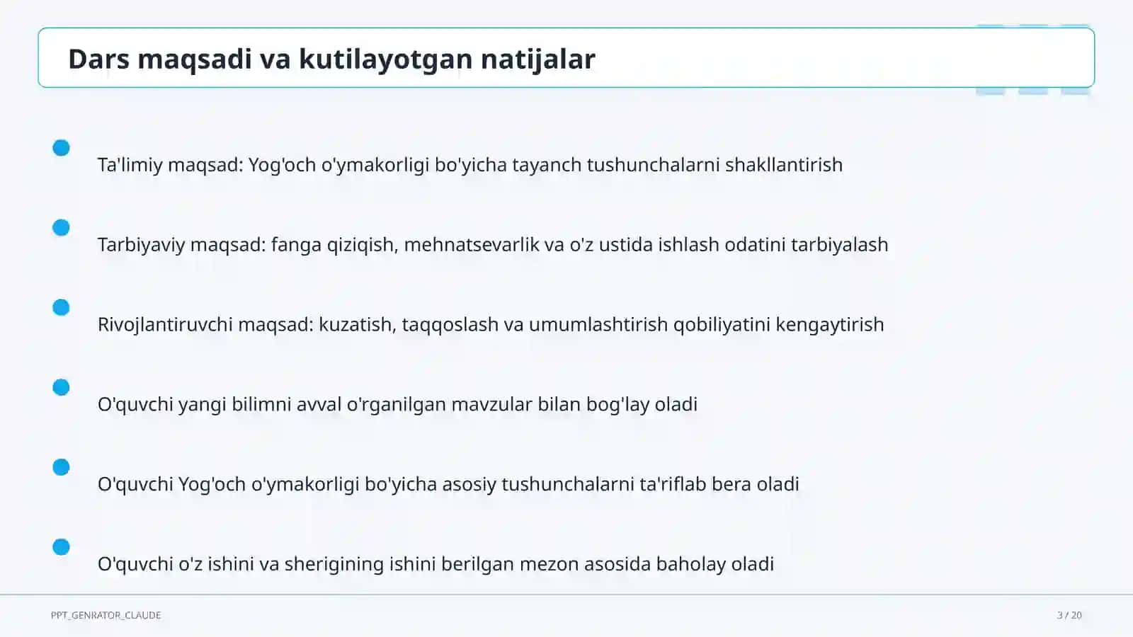 Yog'och o'ymakorligi (7-sinf) 3