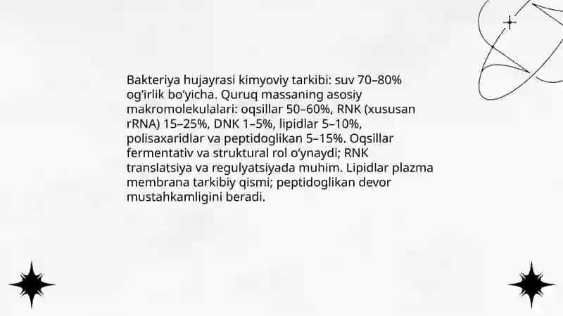 Bakteriya hujayrasining kimyoviy tarkibi 3