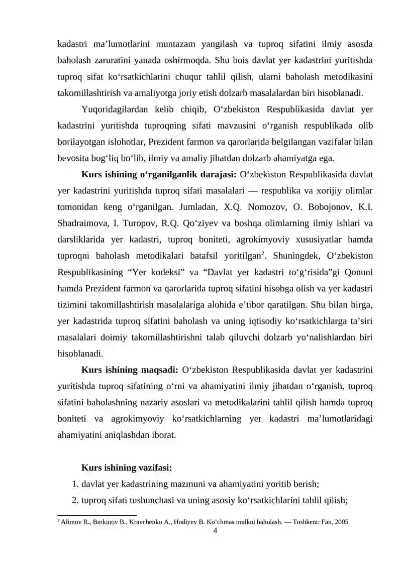 O‘ZBEKISTON RESPUBLIKASIDA DAVLAT YER KADASTRINI YURITISHDA TUPROQNING SIFATI 3