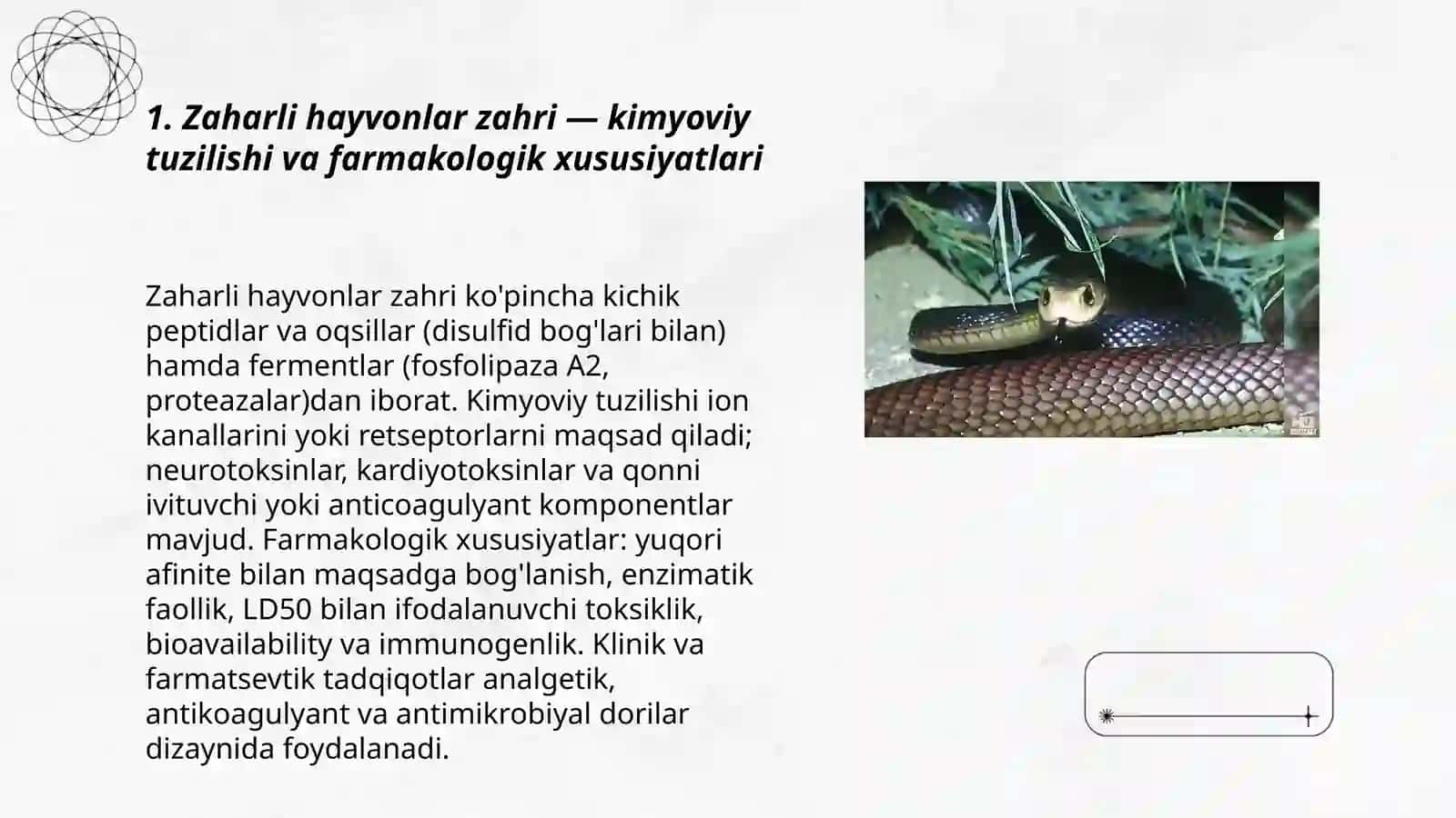 Zaharli hayvonlarning tibbiyotdagi ahamiyati 3