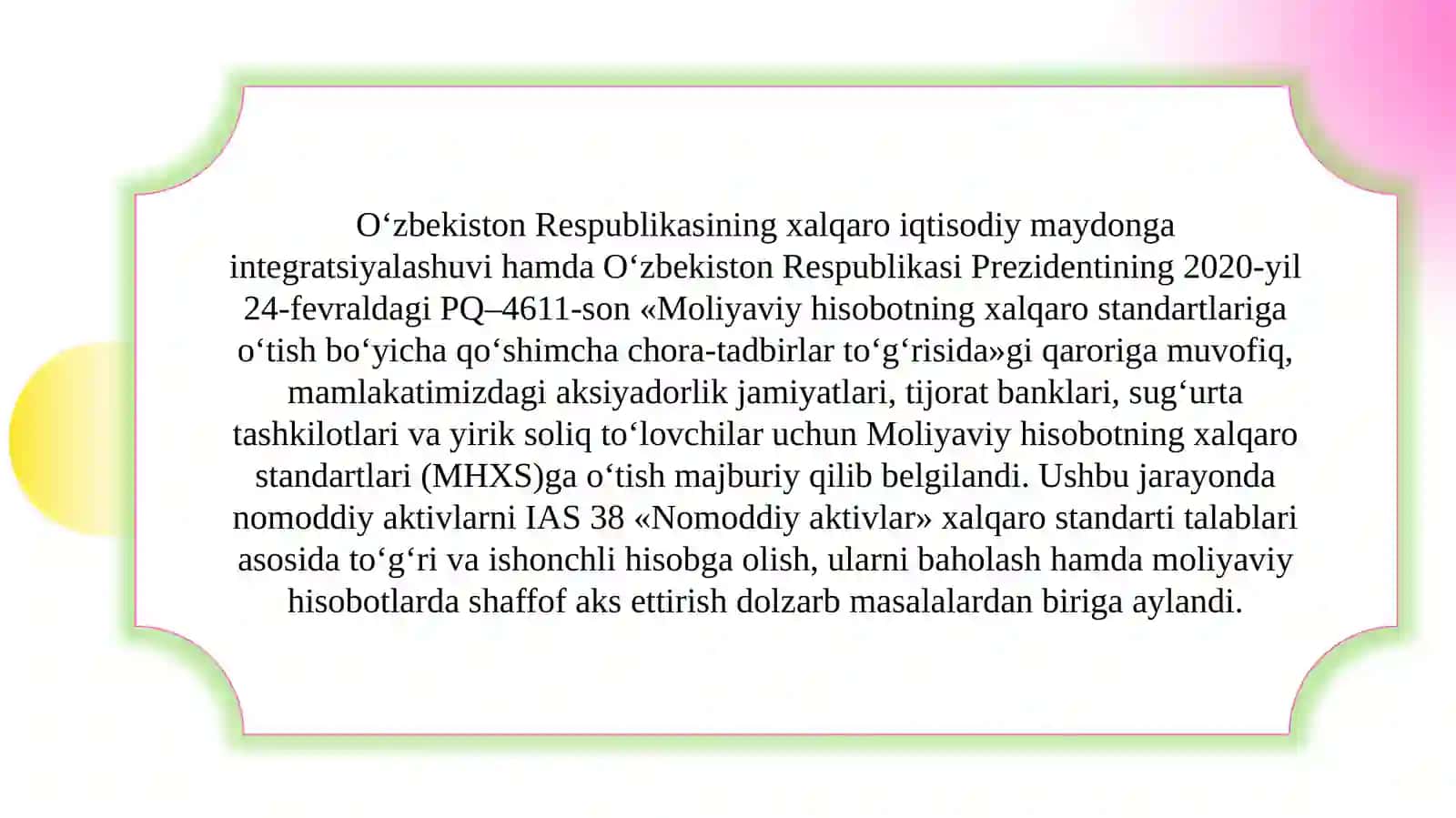 Nomoddiy aktivlarni MHXS asosida hisobga olish (IAS 38)   Nomoddiy aktivlarni MHXS asosida hisobga olish (IAS 38) 3