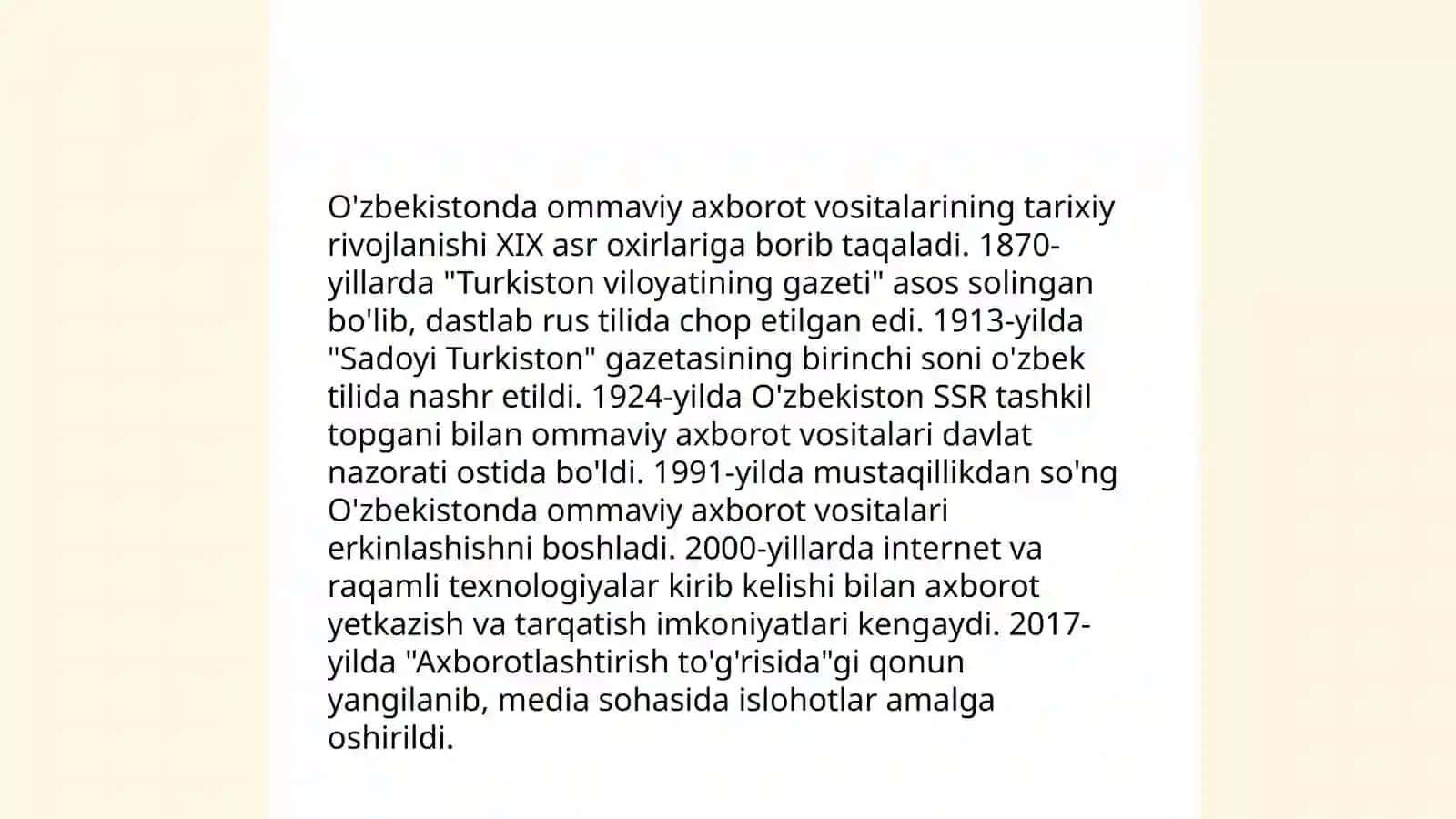 O'zbekistonda ommaviy axborot vositalarining yaratilishi 3