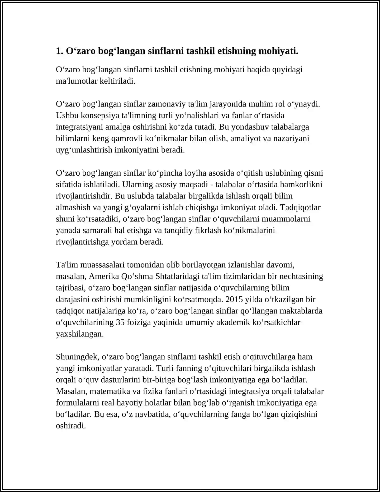 O‘ZARO BOG‘LANGAN SINFLARNI TASHKIL ETISH 3