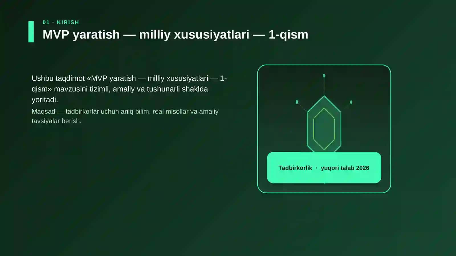 MVP yaratish — milliy xususiyatlari — 1-qism 3