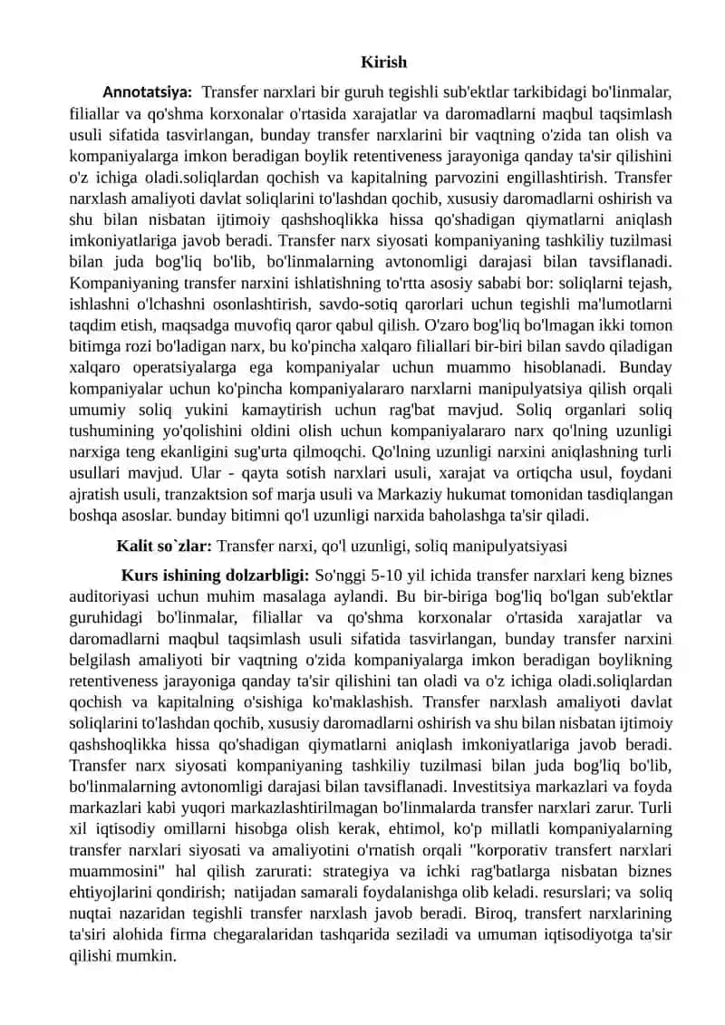 Boshqaruv hisobida baho siyosati va transfert bahoni shakillantirish 3