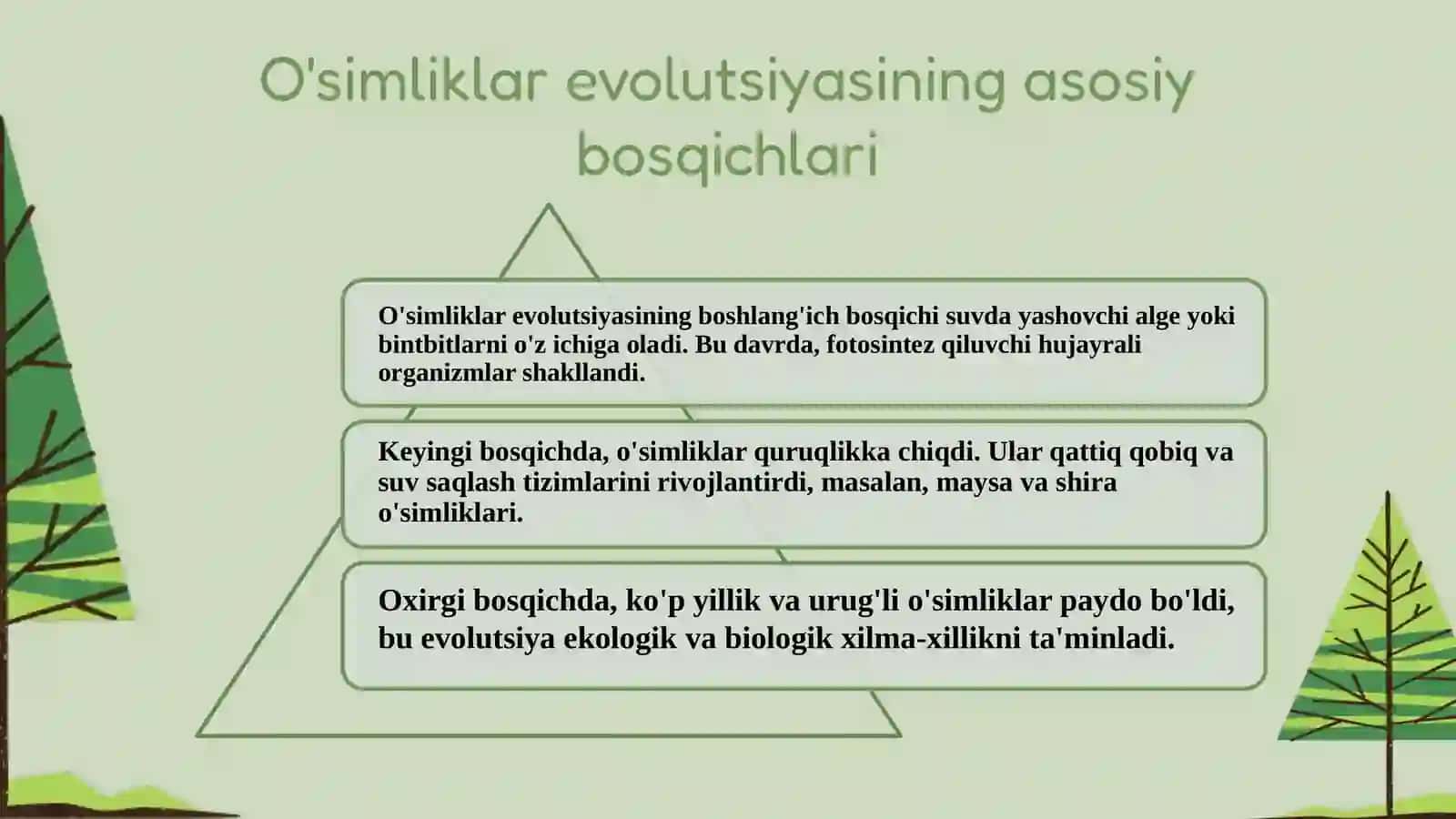 O'simliklar evolutsiyasining asosiy bosqichlari 3