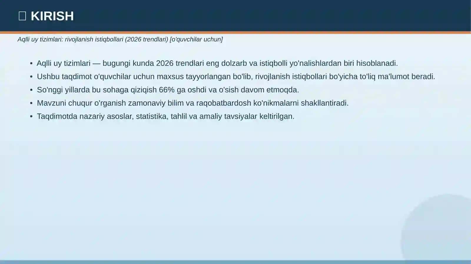 Aqlli uy tizimlari: rivojlanish istiqbollari (2026 trendlari) [o'quvchilar uchun] 3