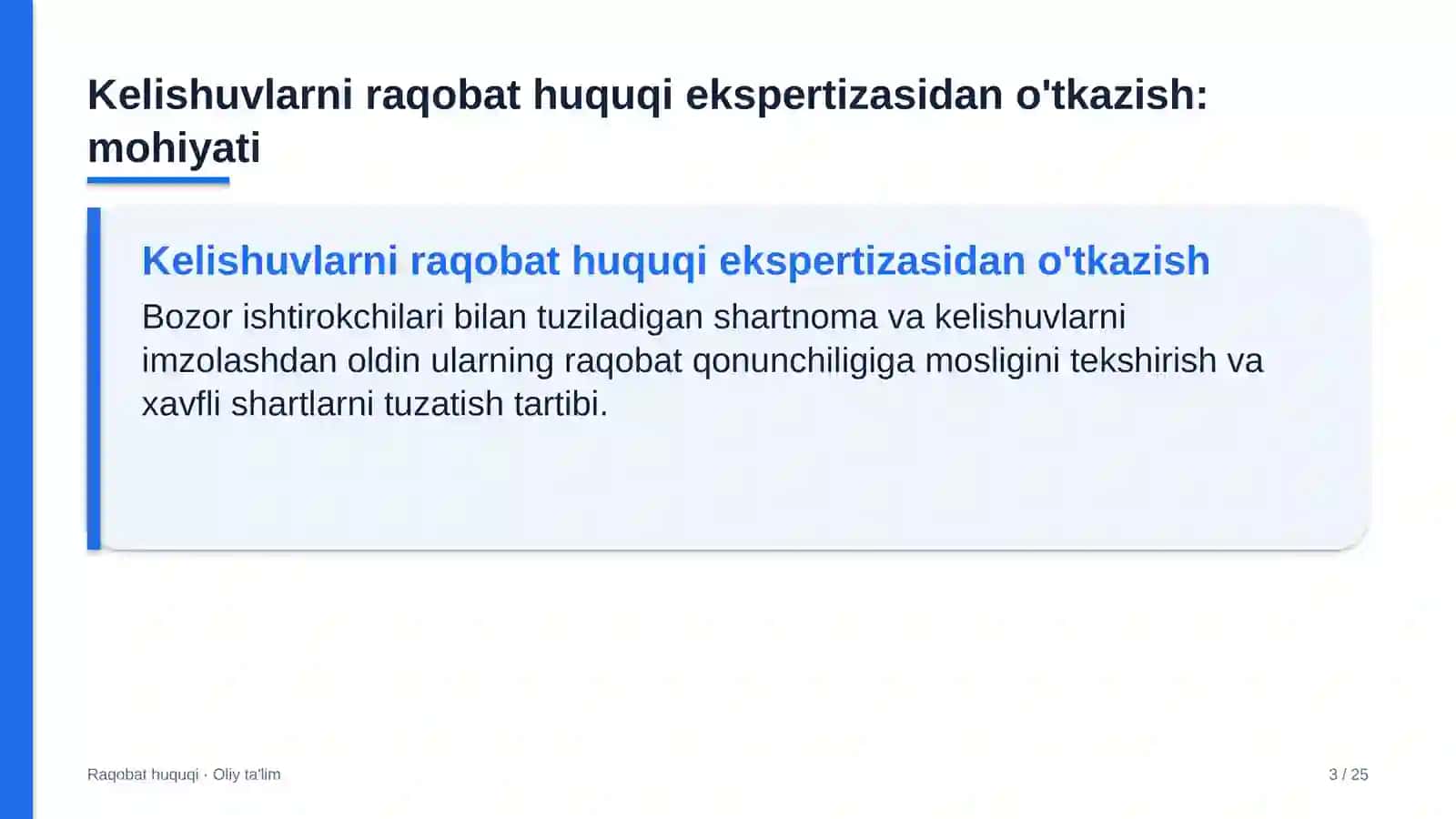 Eksport faoliyatida bozor ishtirokchilari bilan kelishuvlarni huquqiy ekspertizadan o'tkazish 3