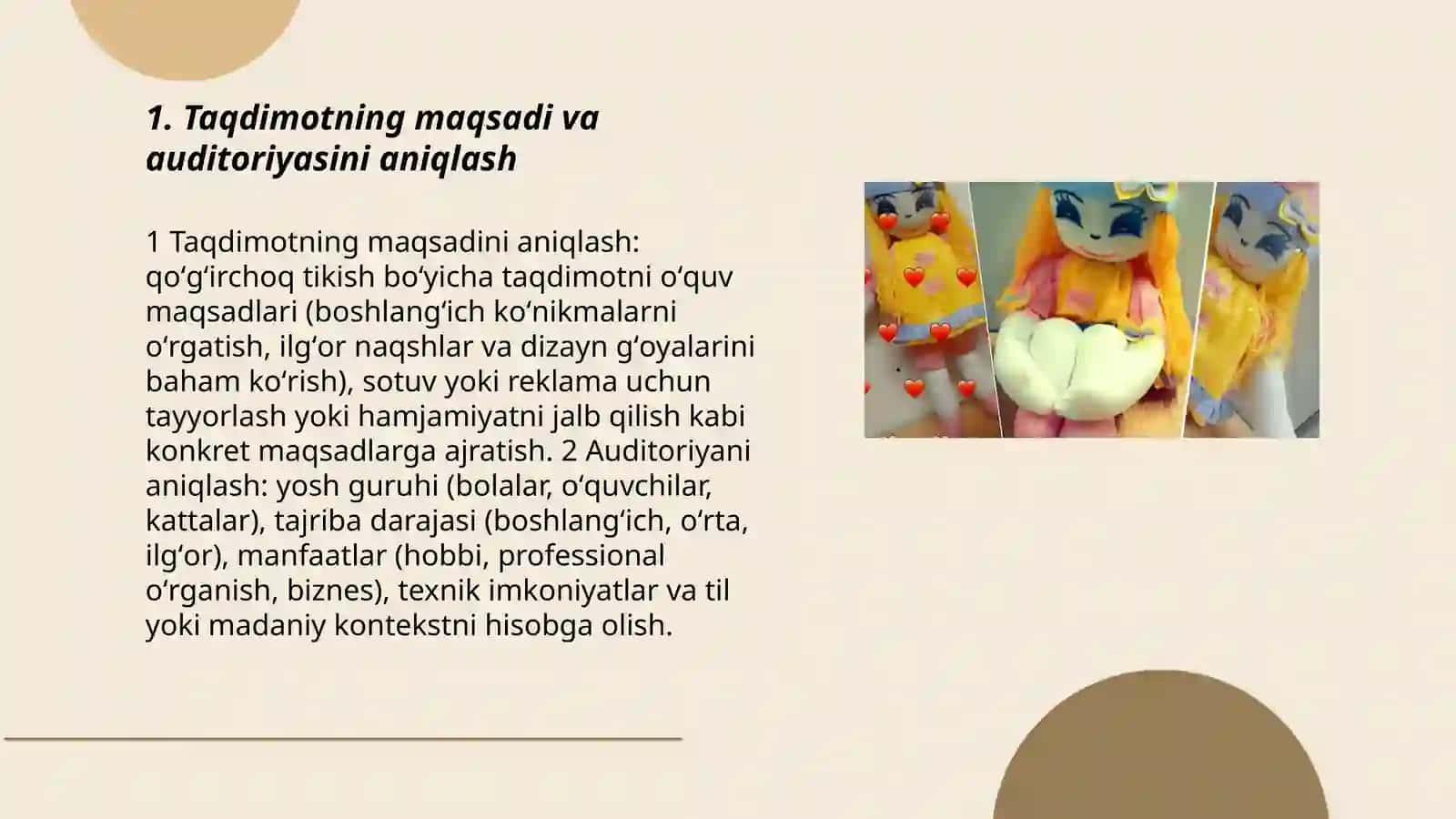 Qoʻgʻirchoq tikish boʻyicha taqdimot yaratish 3