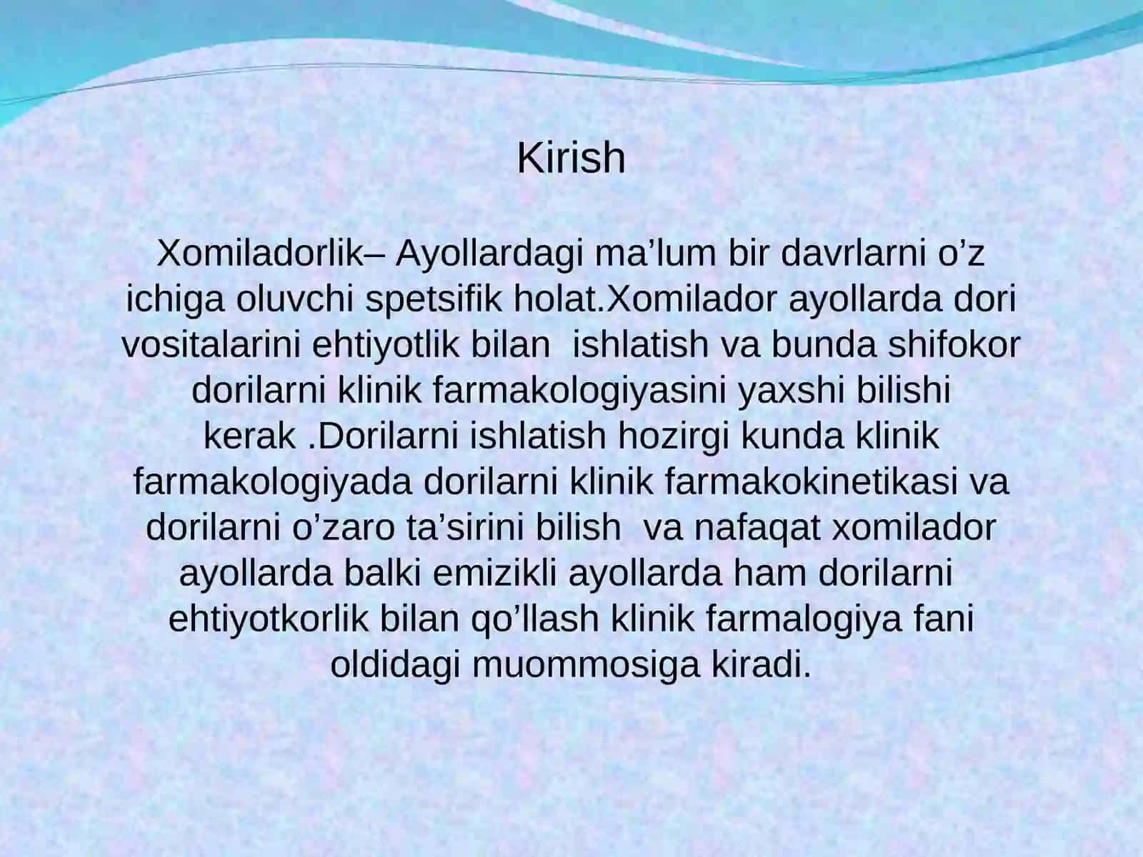 Xomiladorlikda va emizikli ayollarda ishlatiladigan dori vositalarini klinik farmakologiyasi 3