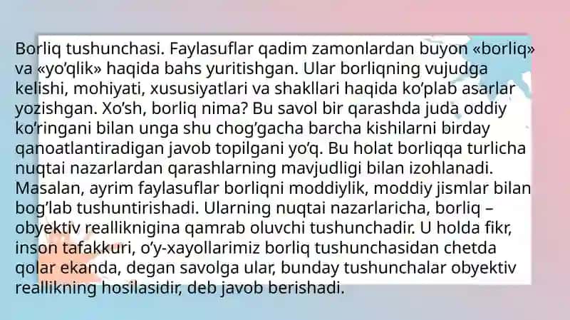 Borliq tushunchasi 3