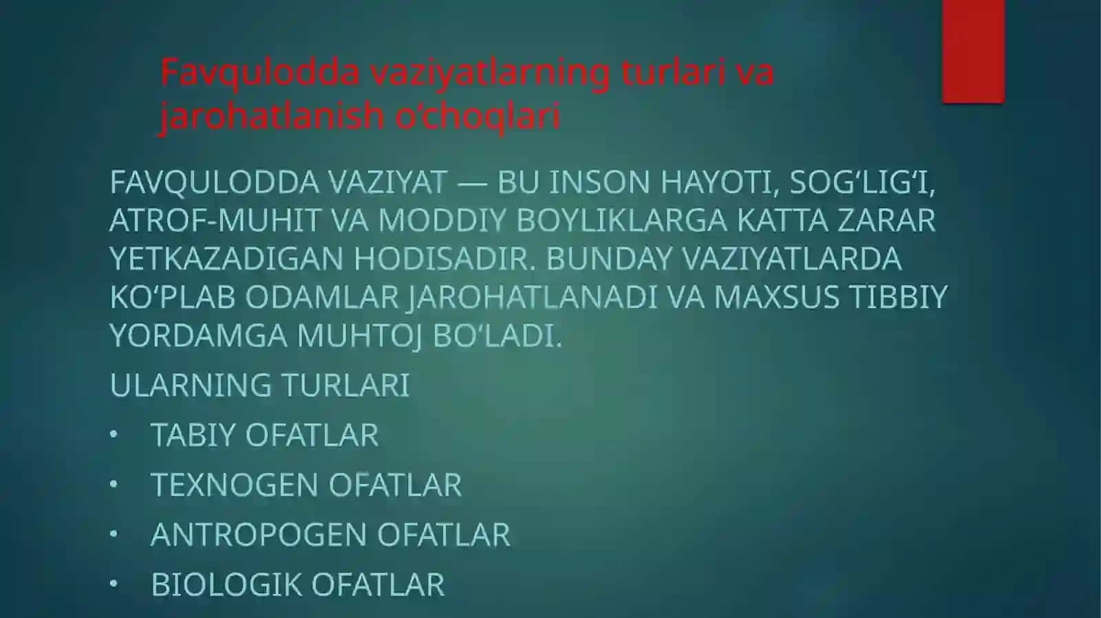 Favqulodda Vaziyatlarda Vujudga Keluvchi Jarohatlanish O’choqlarining Tibbiy - Taktik Tavsifi 3