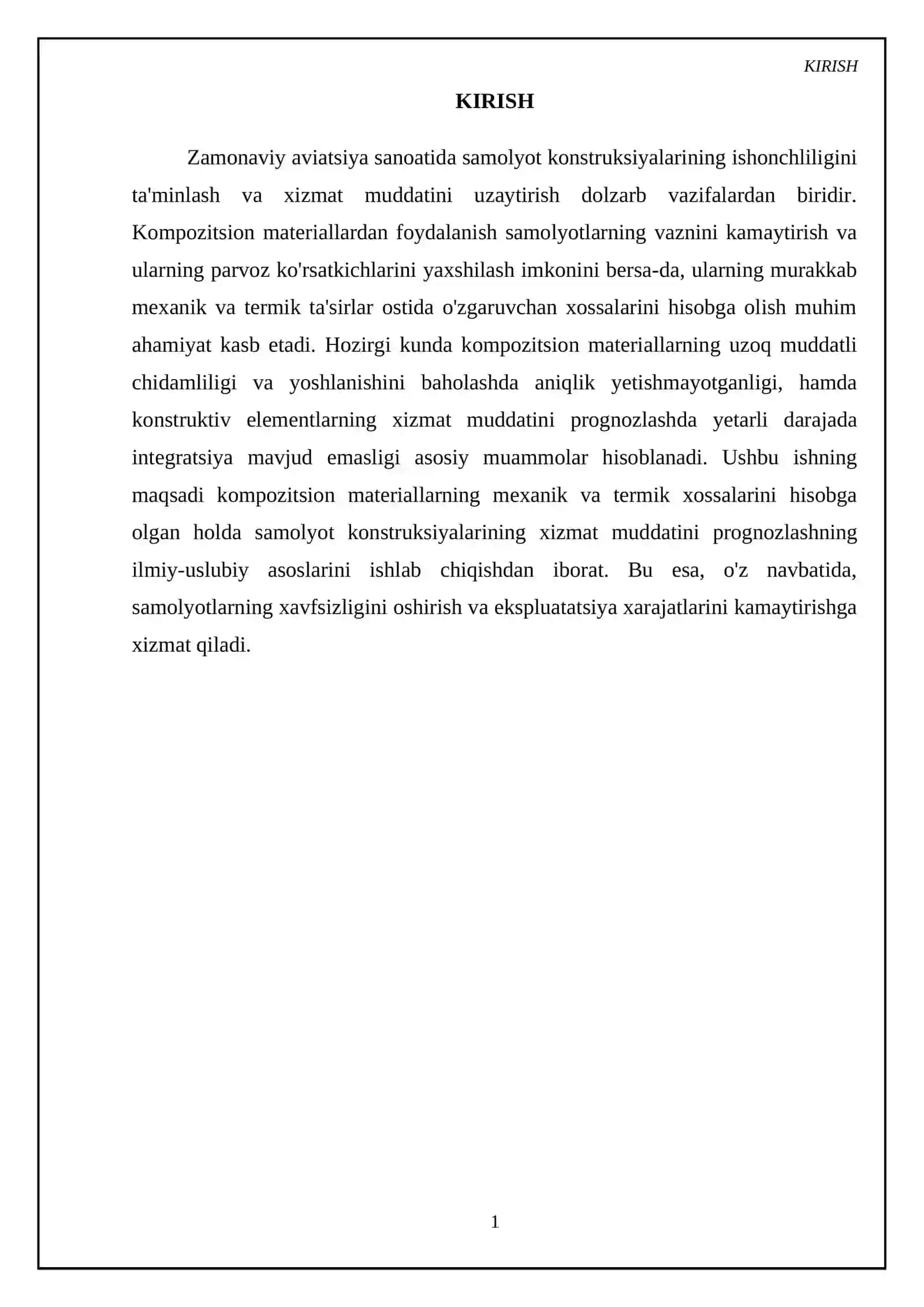 Kompozitsion materiallarning mexanik va termik xossalarini hisobga olgan holda samolyot konstruksiyalarining xizmat muddati prognozini ishlab chiqish 3
