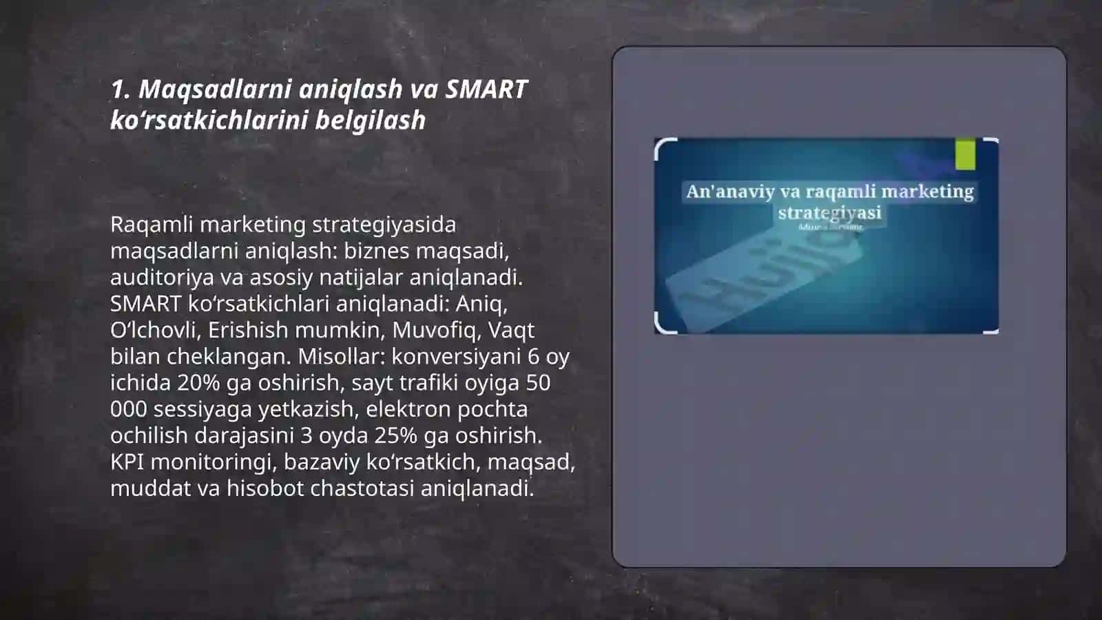 Raqamli marketing strategiyasini ishlab chiqarish bosqichlari 3