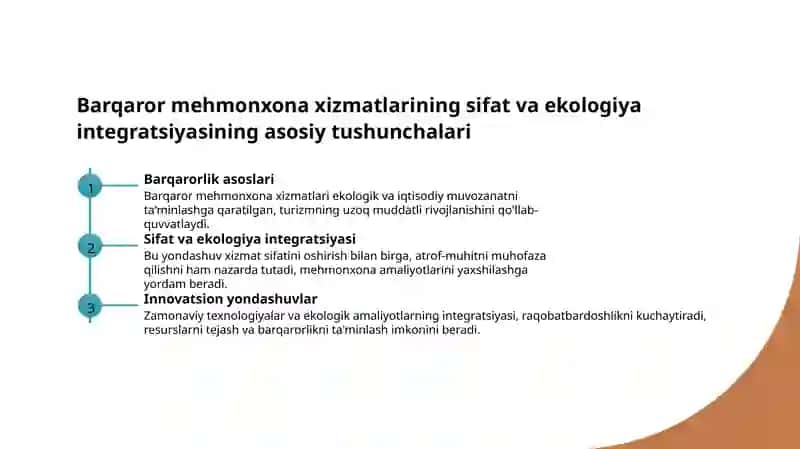 Barqaror mehmonxona xizmatlari sifati: sifat va ekologiya integratsiyasi 3