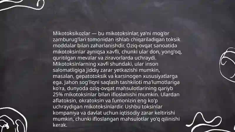 Achitqilarning oziq-ovqat sanoatida tutgan o‘rni. Mikotoksikozlar qo‘zg‘atuvchilari 3