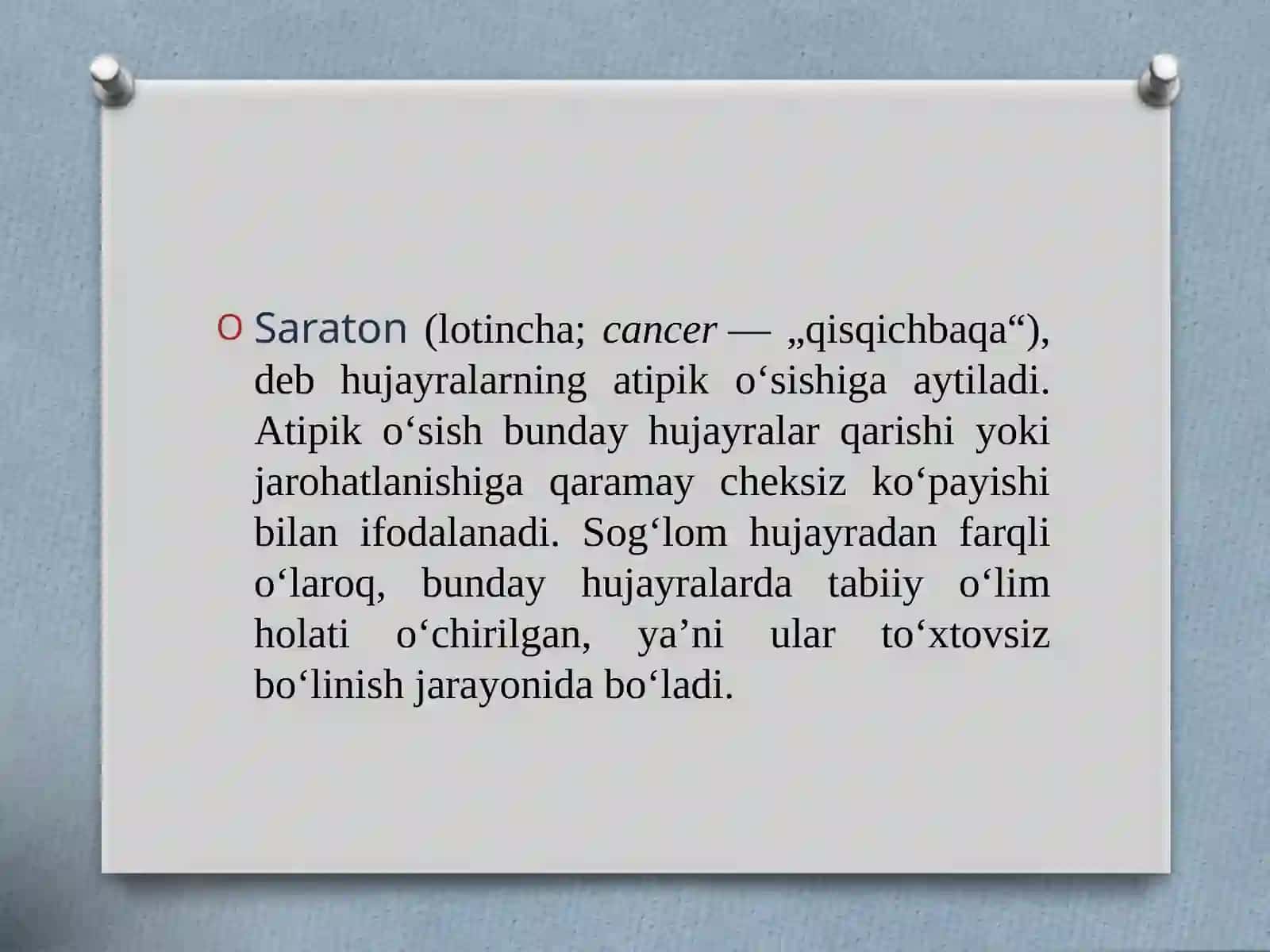 Saraton kasalliklari haqida 3